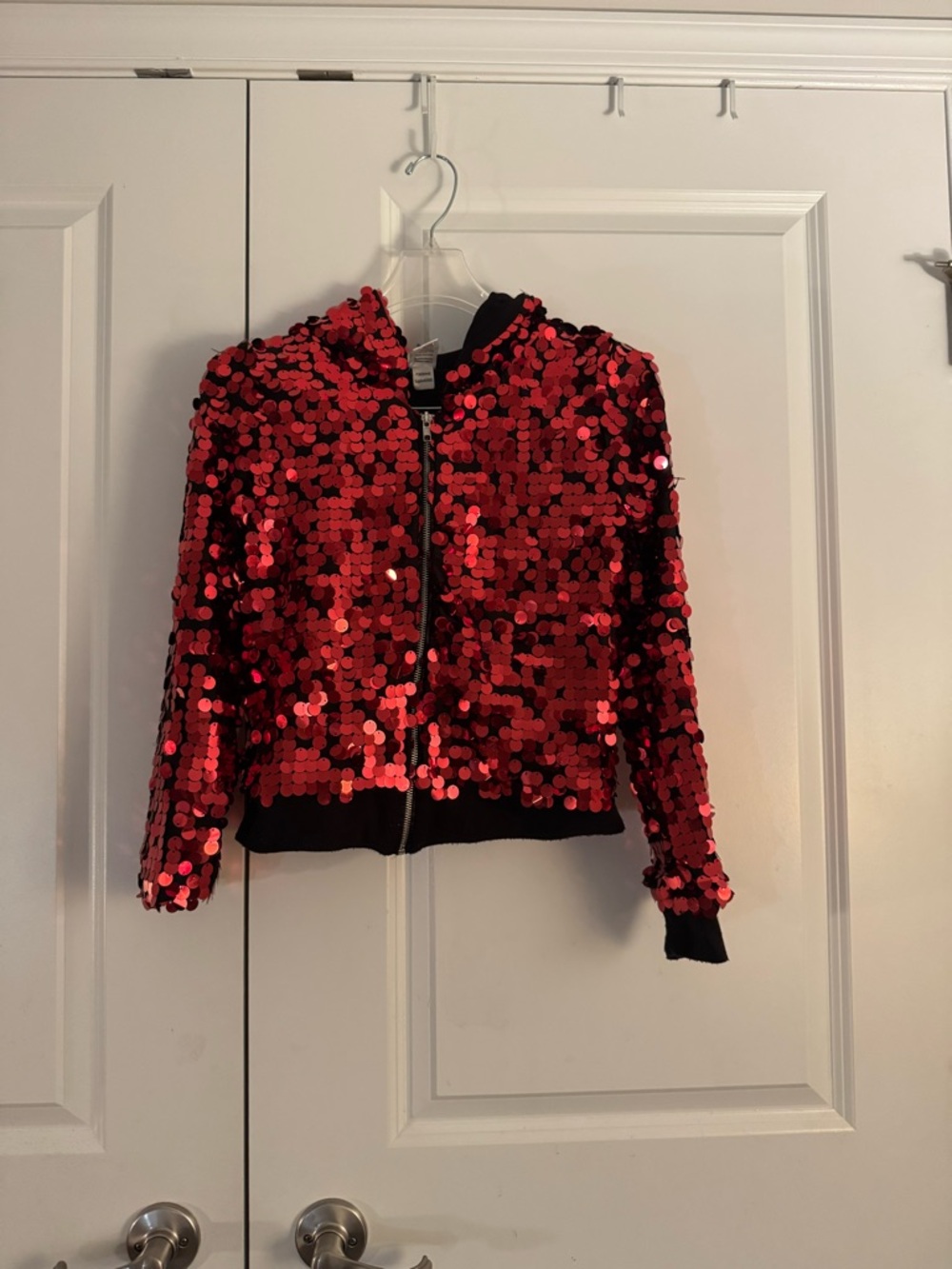 Urban Groove Red Sequin Hooded Jacket Size Large Child